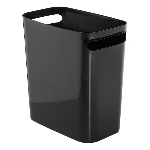 iDesign Una Rectangular Trash Handles, Waste Basket Garbage Can for Bathroom, Bedroom, Home
