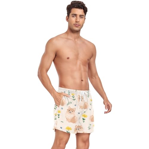 Pomeranian Flower Men's Swim Trunks with Liner Quick Dry Beach Shorts Swimwear Bathing Suit S-XXL4