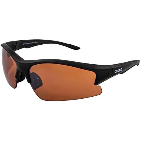 Epoch Eyewear Brodie Sport Golf Safety Sunglasses for Men or Women Black Frame w/Amber Lens Cover