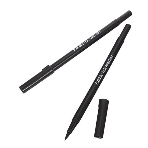 ABOOFAN 2 Piezas Rotuladores Comestibles de Doble Punta para Decoración de Tartas y Galletas Bolígrafos de Tinta Comestible Segura para Repostería y Bricolaje Pack de Unidades Negras