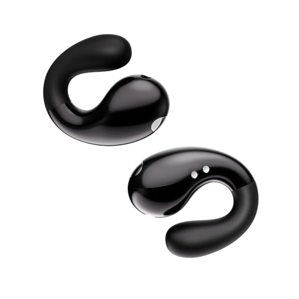 Open Ear Clip On Headphones Bluetooth 5.3 Wireless Earbuds 4 HD Mic with 50 Hours Reproduction LED Display Charging Case, 2024 New Air Conduction Headphones, IPX7 Waterproof Sport Ear Buds, Black