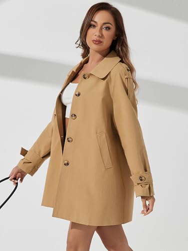 Women's Trench Coat Breasted Classic Lapel Overcoat Outerwear Coat Spring and Autumn loose Casual coat4