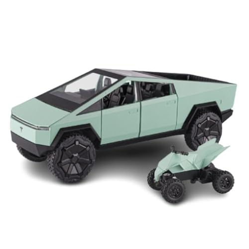 Image of Invite Enterprise 1:24 Scale Tesla Cybertruck Model Collection Enthusiasts Toy Pull Back Pick-Up Truck with Sound and Light, Alloy Diecast Cyber-Truck Toys for Kids Gift【Tesla Cybertruck-Green Color】