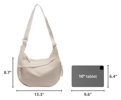 Image of Crossbody Nylon Crescent Bag for Women - Lightweight Small Hobo With 2 Pack Inner Dumpling Bag - Casual