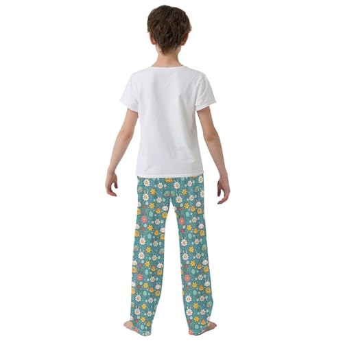 Leaves Flower Rabbit Long Pajama Pants Bottoms Soft Sleepwear with Pockets3