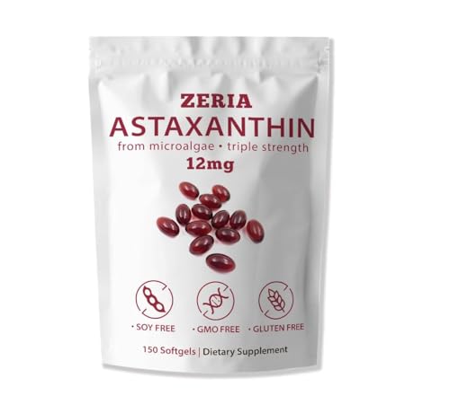 ZERIA Astaxanthin 12 mg 150 Softgels Microalgae Supplement