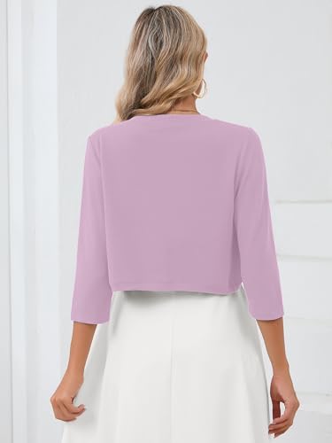 Image of Heymoments Women's 3 /4 Sleeve Casual Shrugs Lightweight Open Front Cropped Cardigan for Dresses