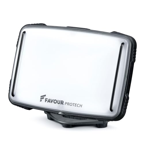 Favour Projecteur Chantier LED Rechargeable - 1600lm - IP67 Résistant à l'Eau & Poussière - Lampe de Chantier Rechargeable, Portable, Batterie par USB -...