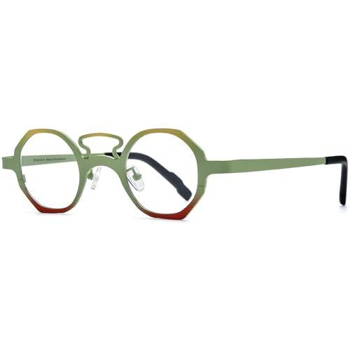Image of FONEX Colorful Pure Titanium Glasses Frame Women Retro Round Eyeglasses