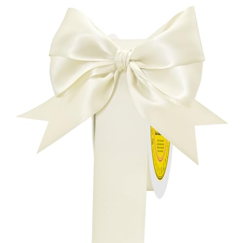 Image of Double Face Antique White Satin Ribbon 1-1 /2 Inch x 50 Yards Polyester Ribbon for Gift Wrapping Valentine's Day Weddings Party Decorations Hair Bows Invitations