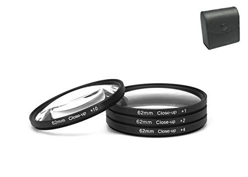 Juego de filtros de 62 mm + 1 + 2 + 4 + 10 lente macro Close Up 62 mm Cover