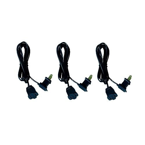 JinBest 6 FT Black Extension Cord, Pack of 3 Pieces and US Style 2-pin Plug in, AC 120 Volts, for Join or Extend Christmas String Lights, Christmas-Tree and Decorative-Lighting Outfits.