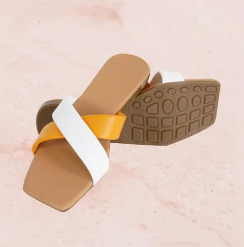 Image of TIGER COLLECTIONS Women's Flat Cross Strap Slippers | Comfortable Open Toe Casual Slip-On Sandals | Lightweight Anti-Skid Daily Wear Fashion Flats for Women & Girls