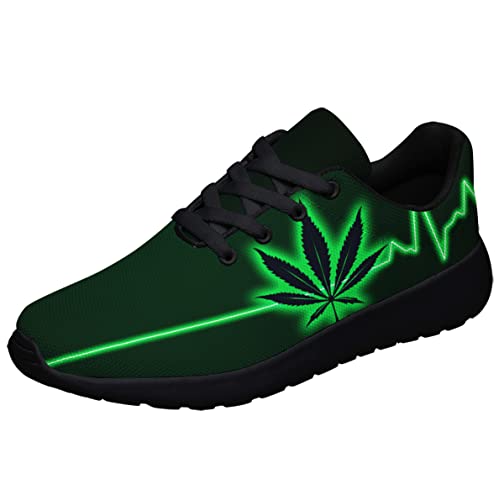 Sonzj-II Marijuana Leaf Shoes Mens Womens Pot Leaf 420 Weed Running Sneakers Cannabis Leaf Walking Tennis Shoes