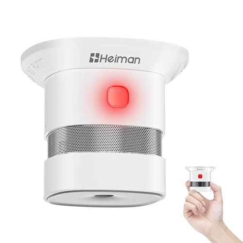 HEIMAN Mini Rilevatore di Fumo da 10 Anni Allarme Fumo con Sensore Fotoelettrico Indipendente EN14604 con certificazione...