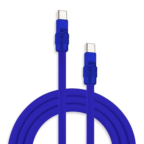 Image of chubbycable Chubby 2.0 USB C 240W Fast Charging Cable Silicone Soft Durable USB C Cable Extra Thick Charger Cord Compatible with iPhone 17-15 Series iPad, Dark Blue+Dark Blue, Type-C to Type-C, 6.6FT
