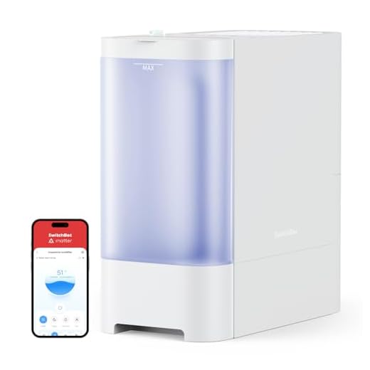 SwitchBot Humidificateur à évaporation, 4,5L, Silencieux, Idéal pour chambres et bébés, Contrôle intelligent d'humidité avec appli, Contrôle vocal, Alerte, Parfait pour plantes et grandes pièces.