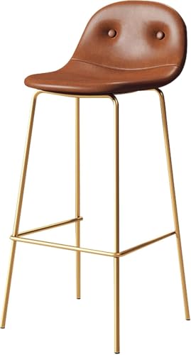LLSHQ Bar Stools Industrial Kitchen Island Counter Bar-stools with Upholstered Seat 26in Tall Chairs Height Stool Iron Frame(Coffee,75cm)
