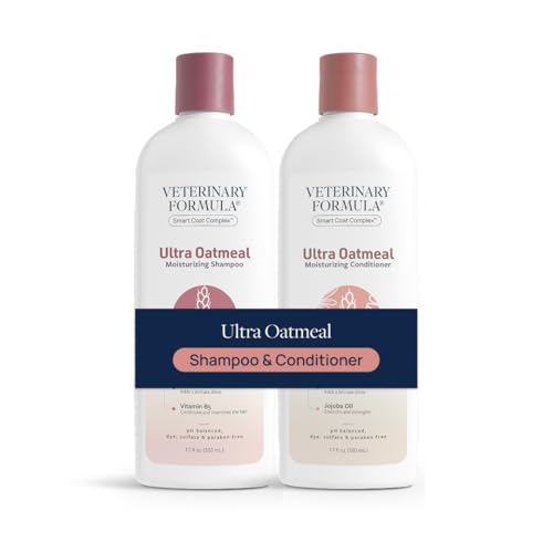 Veterinary Formula Moisturizing Ultra Oatmeal Shampoo & Conditioner Bundle for Dogs & Cats with Colloidal Oatmeal & Jojoba, Leaves Coat Soft, Shiny & Hydrated, 2 x 17 Fl Oz Bottles