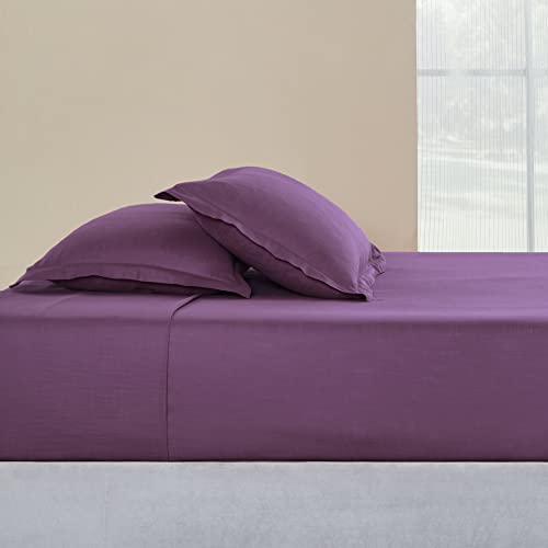 Image of TRIDENT Namaste Doublebed King Size bedsheets Crushed Violets, Linen Look 100% Cotton with 2 Pillowcovers
