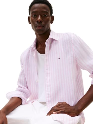 Image of Tommy Hilfiger Men's Long Sleeve Casual Linen Button Down Shirts in Regular Fit