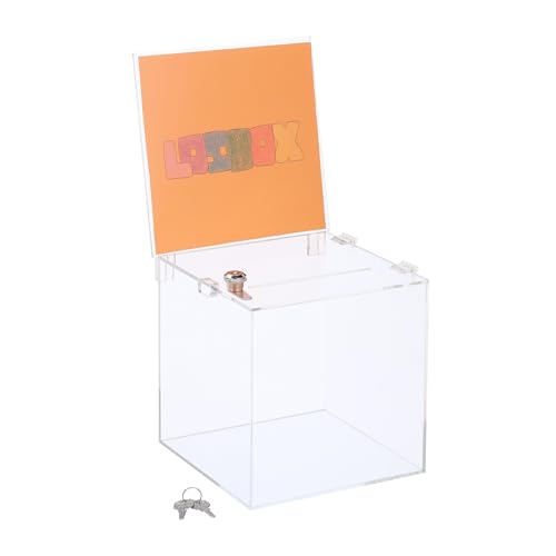 Relaxdays Losbox Acryl abschließbar Blatteinschub klappbarer Deckel HBT: 40 5 x 21 x 25 cm Spendenbox transparent