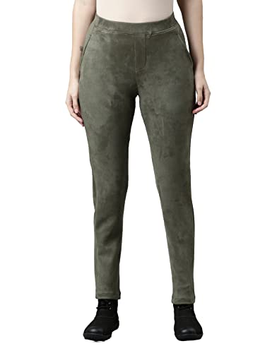 Image of GO COLORS Women Solid Mid Rise Suede Treggings
