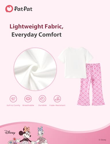 Image of Disney Frozen Princess Minnie Stitch Girl Clothes Long Sleeve Knot Front Sweatshirt Flare Pants Fall 2 Piece Outfit 2-9Y