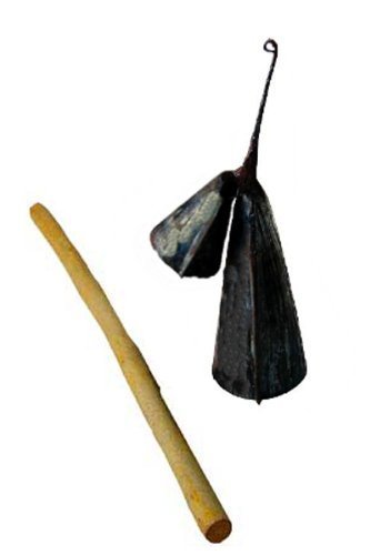 Gankogui Double Metal Bell - Agogo High Low Cow Bell - Small with stick