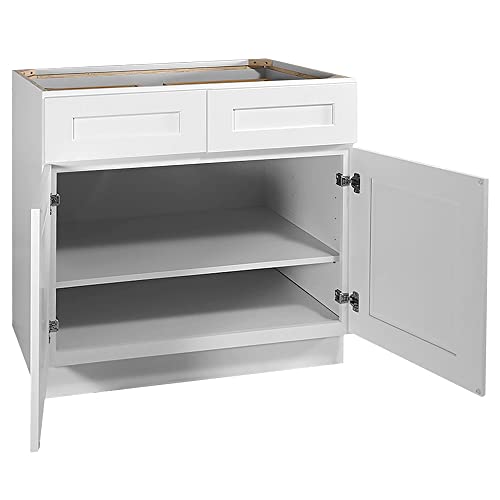 Image of Design House Brookings Kitchen Base Cabinet, Shaker Style, Solid Wood Face & Door Frame, Soft-Close Doors, Finished Interior, Easy-To-Assemble, White, 36.0 in. W x 34.5 in. H x 24.0 in. D, 561407