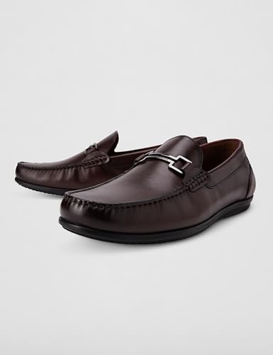 Image of Louis Philippe Men Premium Leather Breathable Lining Material Anti Slip Flat Heel Rubber Sole Formal Loafers