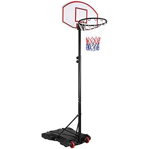 Mobile Basketball Hoop With Wheels Height Adjustable From to 210cm Easy Transportation Sand or Water Filling for Stable Standing Cover