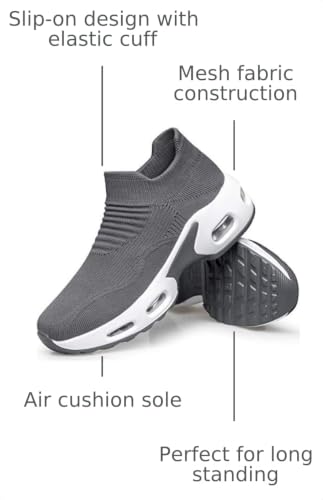 Image of DOUSSPRT Womens Walking Shoes Slip on Sock Sneakers Lady Girls Nurse Mesh Air Cushion Platform Loafers Fashion Casual
