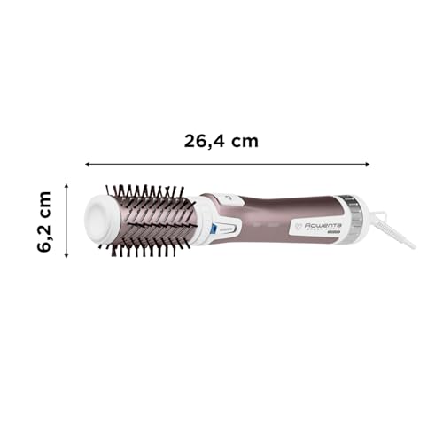 Foto von Rowenta Brush Activ Premium Care rotierende Warmluftbürste, Naturborsten für glänzendes Haar, Kaschmir-Keratin-Beschichtung, 2 Bürstenaufsätze 40mm und 50mm, 3 Stufen, Föhnbürste, weiß, CF9540