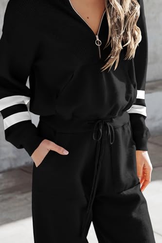 Image of PRETTYGARDEN Women's 2 Piece Sweater Set Pullover Zip Up Sweatshirt Jogger Sweatpants Tracksuit Casual Outfit
