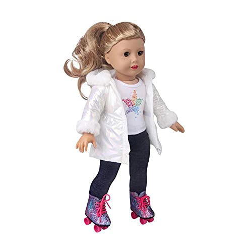 DUORUIMI Doll Clothes Winter Outfit Long Coat Jacket for American Girl Doll 18 inch, White - Image 3