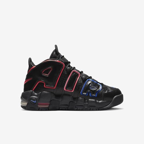 Nike Air More Uptempo Big Kids' Shoes (FD1012-001, Black/Racer Blue/Hyper Pink/Bright Crimson) Size 6.53