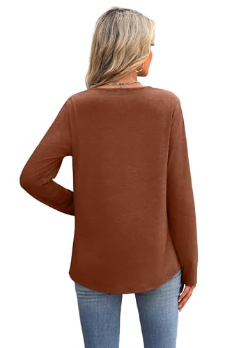 Image of XIEERDUO Boho Tops for Women Blouses Dressy Casual V Neck Long Sleeve Shirts Fall Outfits Trendy Vacation Clothes