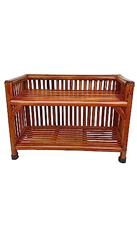 Image of Wooden Shelf Bamboo 4-Tier Kitchen Organizer Shoes &Slippers Rack Books Shelves Planter Stand Office File Cabinet Utility Rack for Doorway, Hallway, Entryway & Balcony (Small)