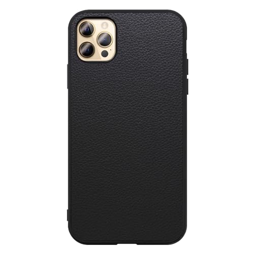 LOOF LUXURY-SHELL �{�v ���U�[ �X�}�z�P�[�X for iPhone 12 Pro Max �p �P�[�X �J�o�[ �X�g���b�v�z�[�� �V���v�� �ϏՌ� ���^ �y�� leather [�u���b�N]