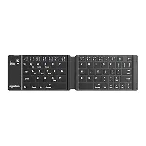 (Refurbished) amazon basics Foldable QWERTY Keyboard for iOS, Android & Windows Tablets & Phones | Pocket Sized | 140 mAh, Rechargeable | Bluetooth, One-Touch Connect Button (Black)