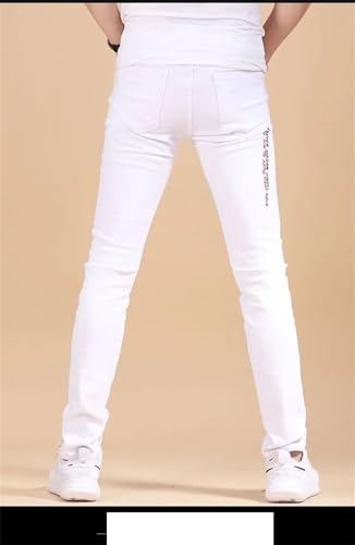 Men's Korean Clothing Slim Jeans with Printed Ripped Holes Hip Hop Distressed Cotton Trousers2