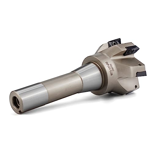 Image of OSCARBIDE Indexable End Mill R8 Shank,6 Flutes,2-1 /2 inch Cutting Diameter | 6-1 /8 inchoverall L | 6 APKT1604 Carbide Inserts | 90 Square Shoulder Milling | Smooth Finishing | Long-Lasting Tool Life