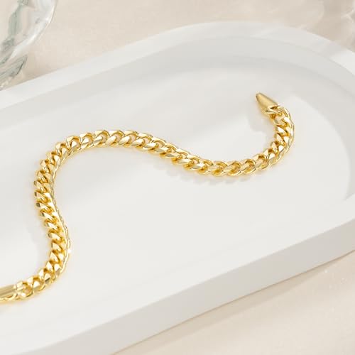 ERIN MARIE 14K Gold Bracelets for Women & Men Gold Bracelet for Women Classic Dense Cuban Link Bracelets for Men Women’s Dainty Cuban Chain Jewelry Gifts 6.5'' 7'' 7.5'' 8'' 9''2