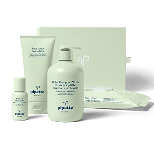 Image of Pipette Welcome Baby Gift Set, Baby Shampoo & Wash, Baby Lotion, Travel-Sized Baby Oil, Baby Wipes inKeepsake Box (5-Piece Set) ((Old Packaging))
