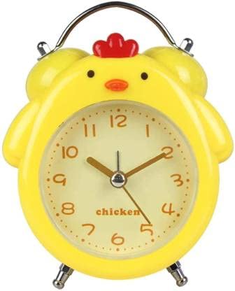 Image of Shopaholic Chick Vintage Twin Bell Alarm Clocks for Kids Gift, Silent Sweep Bedroom Desk Round Cartoon Clock, Home Decoration (Chicken Alarm Clock Yellow)