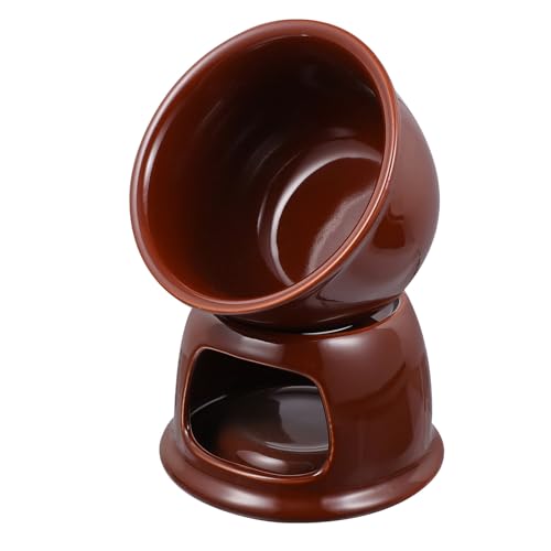 Housoutil Calentador de Mantequilla y Fondue de Cerámica para Fundir Chocolate y Queso Olla para Cocina y Picnics al Aire Libre Color Marrón Adecuado para Postres y Reuniones