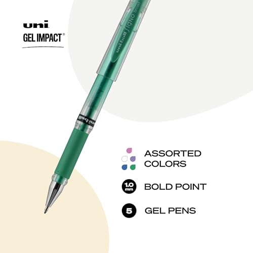 Uni-Ball Signo Gel Impact bolígrafos metálicos x5 miniatura 2
