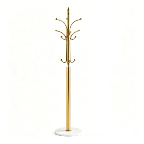 Perchero forma árbol,freestanding coat rack,perchero 12 ganchos, perchero metal,ideal para residencias estudiantes, viviendas alquiler,apartamentos,hoteles y acampadas Gold