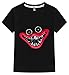 Silver Basic Jungen Huggy Wuggy Kurzarm Poppy Playtime Tops Horror Spiel Plüsch Puppe T-Shirts,Black-5694-1102